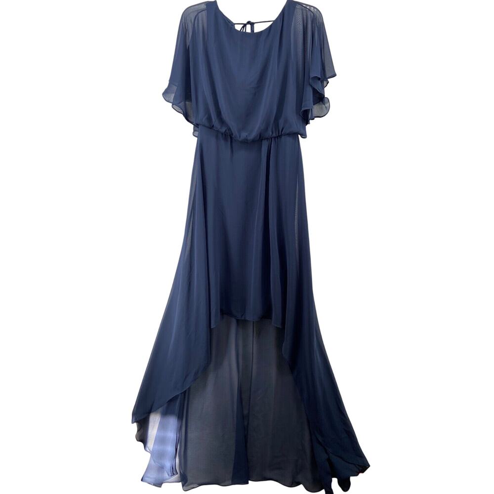 NWT Jenny Packham‎ Dress Sz 8 Flutter Sleeve High-Low Cocktail Style JP1031 Blue